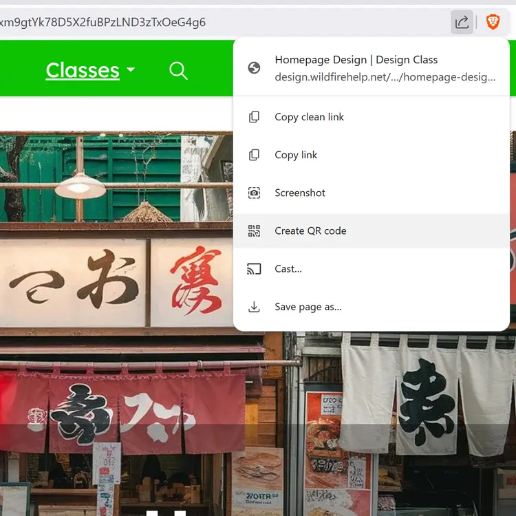 Create a QR-code in Brave