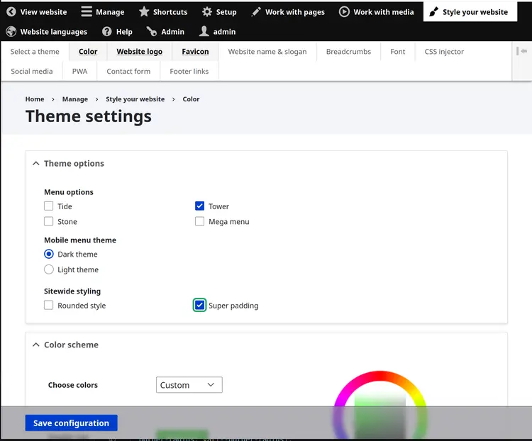 super padding theme setting